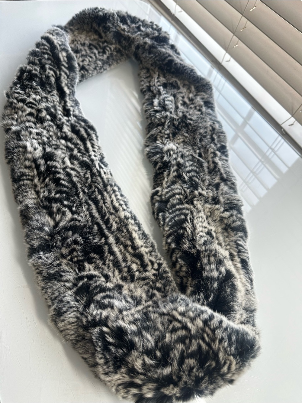 Real Rabbit Fur Infinity Scarf - New